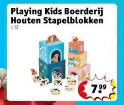 Kruidvat Playing Kids Boerderij Houten Stapelblokken aanbieding