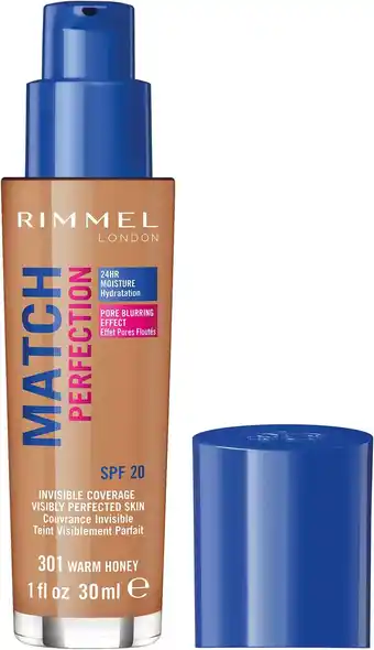 Amazon Rimmel London Match Perfection Foundation - 301 - Warm Honey, 30ml aanbieding