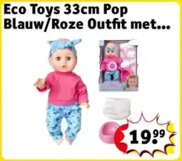 Kruidvat Eco Toys 33cm Pop Blauw Roze Outfit met aanbieding