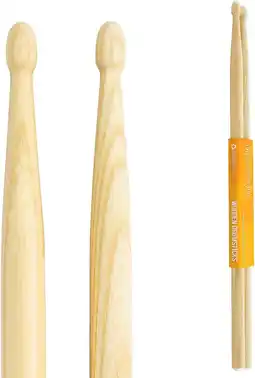 Amazon World Rhythm WR-607 Drumstokken 5A - Houten Tip Paar van 5A Hickory Drumstokken aanbieding