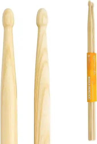 Amazon World Rhythm WR-607 Drumstokken 5A - Houten Tip Paar van 5A Hickory Drumstokken aanbieding