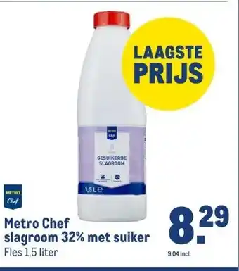 Makro Metro Chef slagroom 32% met suiker aanbieding