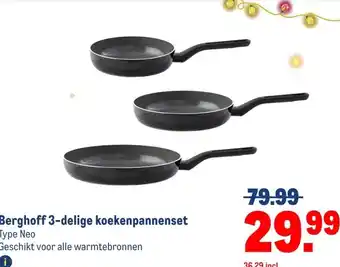 Makro Berghoff 3-delige koekenpannenset aanbieding