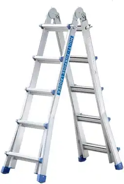 Amazon TREPPE Scharnierladder, opvouwbaar, telescopisch, multifunctioneel, aluminium, 4 x 5 treden, 5,10 m aanbieding