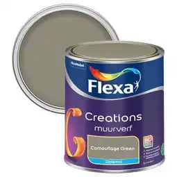 Praxis Flexa Creations Muurverf - Zijdeglans - Camouflage Green - 1L aanbieding