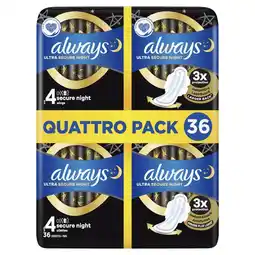 Etos Always Maandverband Ultra Secure Night Wings Quatro Pack aanbieding