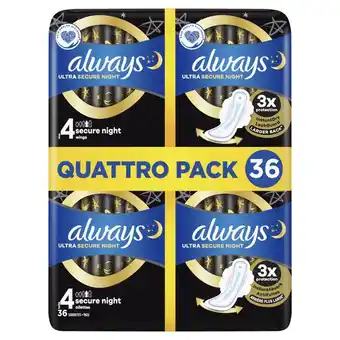 Etos Always Maandverband Ultra Secure Night Wings Quatro Pack aanbieding