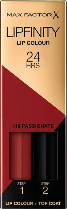 Amazon Max Factor Lipfinity Lip Colour 2-step Long Lasting lippenstift - 110 Passionate aanbieding