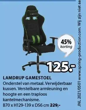 Jysk Lamdrup gamestoel aanbieding