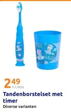 Action Tandenborstelset met timer aanbieding