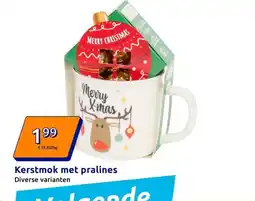 Action Kerstmok met pralines aanbieding