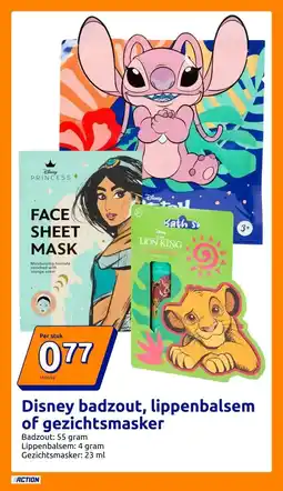Action Disney badzout, lippenbalsem of gezichtsmasker aanbieding