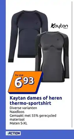 Action Kaytan dames of heren thermo-sportshirt aanbieding