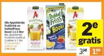 Albert Heijn Alle Appelsientje FruitDrink en DubbelFrisss Boost aanbieding