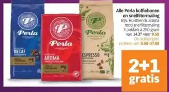 Albert Heijn Alle Perla koffiebonen en snelfiltermaling aanbieding