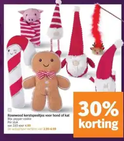 Albert Heijn Rosewood kerstspeeltjes voor hond of kat aanbieding