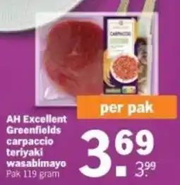 Albert Heijn AH Excellent Greenfields carpaccio teriyaki wasabimayo aanbieding