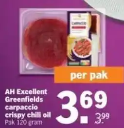 Albert Heijn AH Excellent Greenfields carpaccio crispy chili oil aanbieding