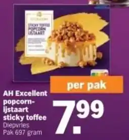 Albert Heijn AH Excellent popcorn ijstaart sticky toffee aanbieding