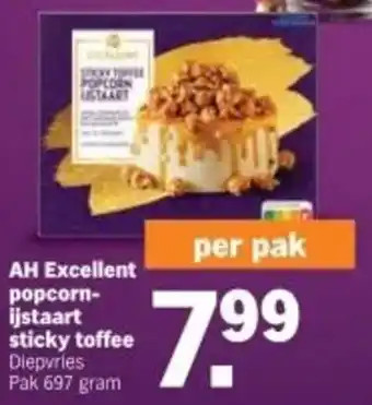 Albert Heijn AH Excellent popcorn ijstaart sticky toffee aanbieding