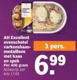 Albert Heijn AH Excellent ovenschotel varkenshaas medaillons en spek aanbieding