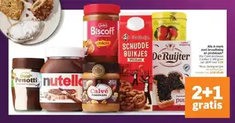 Albert Heijn Alle A merk zoet broodbeleg en pindakaas aanbieding
