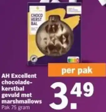 Albert Heijn AH Excellent chocolade kerstbal gevuld met marshmallows aanbieding