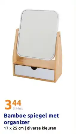 Action Bamboe spiegel met organizer aanbieding