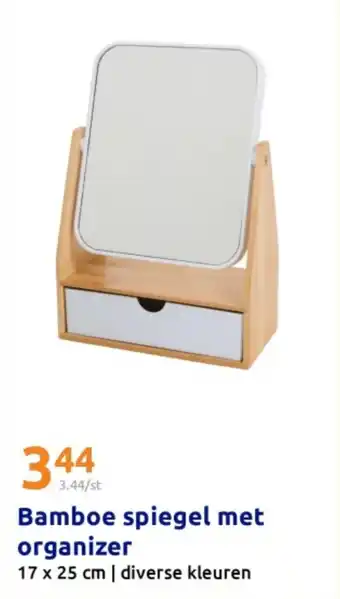 Action Bamboe spiegel met organizer aanbieding