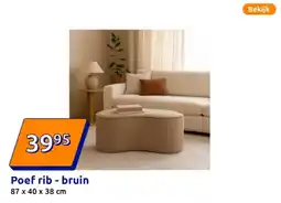 Action Poef rib-bruin aanbieding