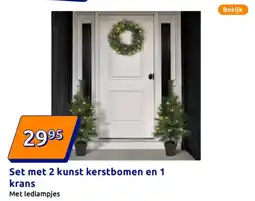Action Set met 2 kunst kerstbomen en 1 krans aanbieding