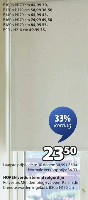 Jysk HOPEN verduisterend rolgordijn aanbieding