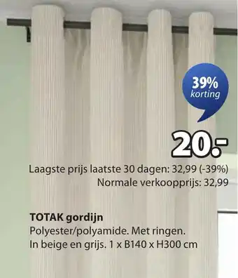 Jysk Totak gordijn aanbieding