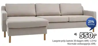Jysk Hellerup bank met chaise longue aanbieding