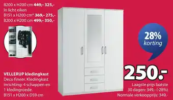 Jysk Vellerup kledingkast aanbieding