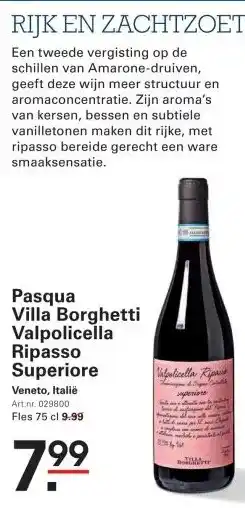 Sligro Pasqua Villa Borghetti Valpolicella Ripasso Superiore aanbieding