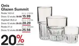 Sligro Onis Glazen Summit aanbieding