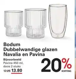 Sligro Bodum Dubbelwandige glazen Navalia en Pavina aanbieding