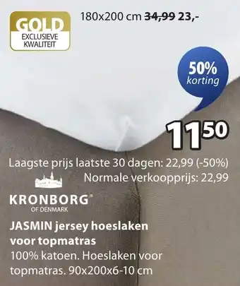 Jysk Jasmin jersey hoeslaken voor topmatras aanbieding