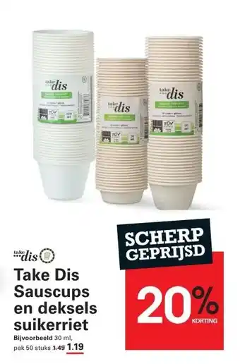 Sligro Take Dis Sauscups en deksels suikerriet aanbieding
