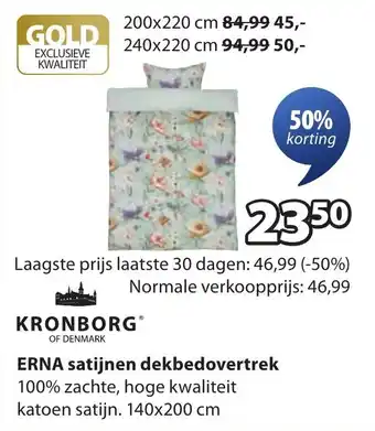Jysk Erna satijnen dekbedovertrek aanbieding
