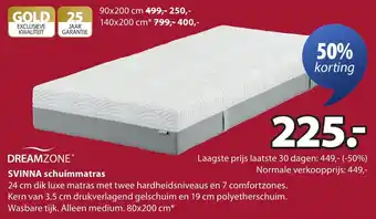 Jysk Dreamzone svinna schuimmatras aanbieding