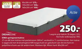 Jysk Dreamzone eima springveermatras aanbieding