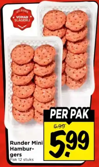 Vomar Voordeelmarkt Runder Mini Hamburgers aanbieding