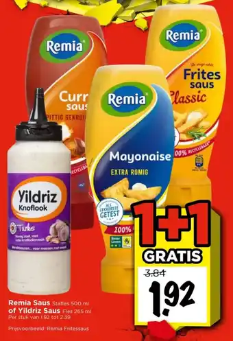 Vomar Voordeelmarkt Remia Saus Stafles of Yildriz Saus aanbieding