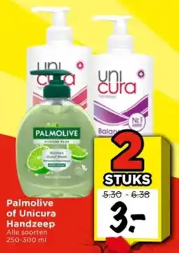 Vomar Voordeelmarkt Palmolive of Unicura Handzeep aanbieding
