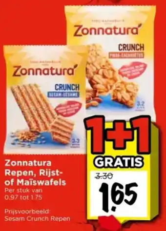 Vomar Voordeelmarkt Zonnatura Repen, Rijst- of Maïswafels aanbieding