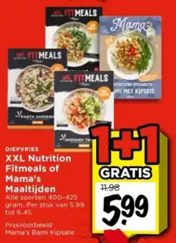 Vomar Voordeelmarkt Diepvries XXL Nutrition Fitmeals of Mama's Maaltijden aanbieding