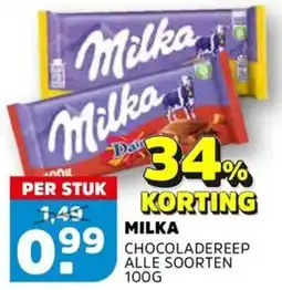 Sahan Supermarkten Milka chocoladereep aanbieding