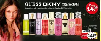 Kruidvat Keuze uit het hele assortiment Guess, Roberto Cavalli en DKNY bodymist. aanbieding
